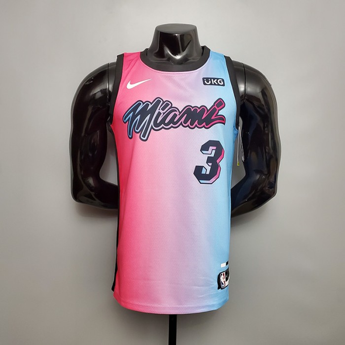 New Miami Heat WADE #3 City Edition Pink Blue Gradient Color-645706