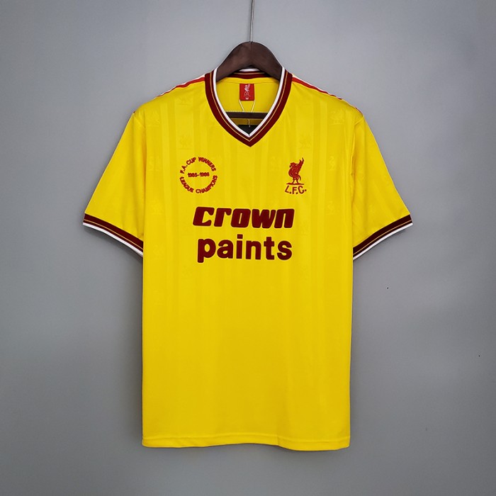 Retro 85/86 Liverpool away yellow version short sleeve training suit-3292010
