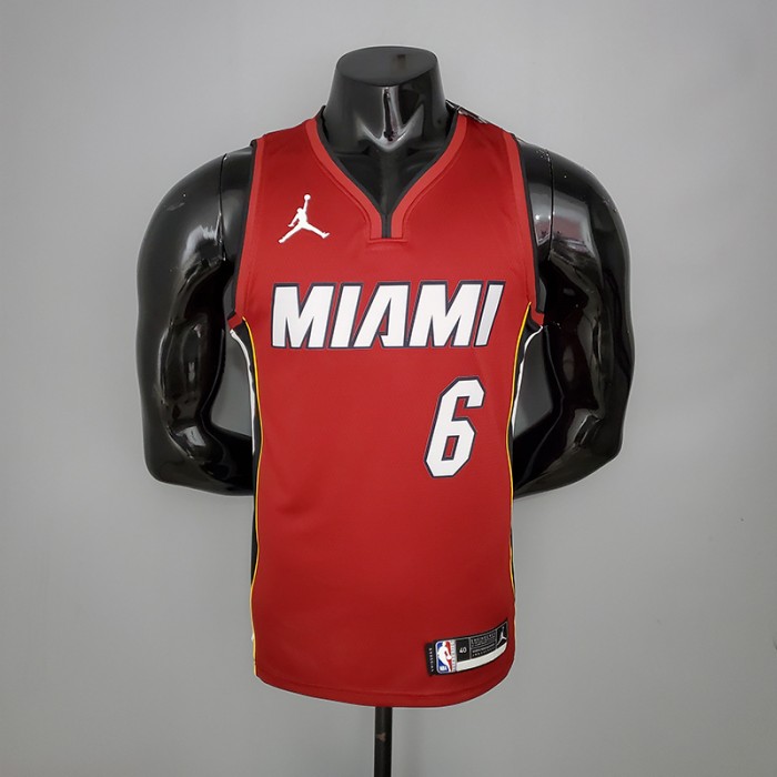 New Miami Heat Jordan JAMES #6 Burgundy NBA Jersey-1892622