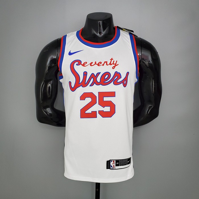 2021 season 76ers cursive retro limited SIMMONS#25 white NBA jersey-9237415
