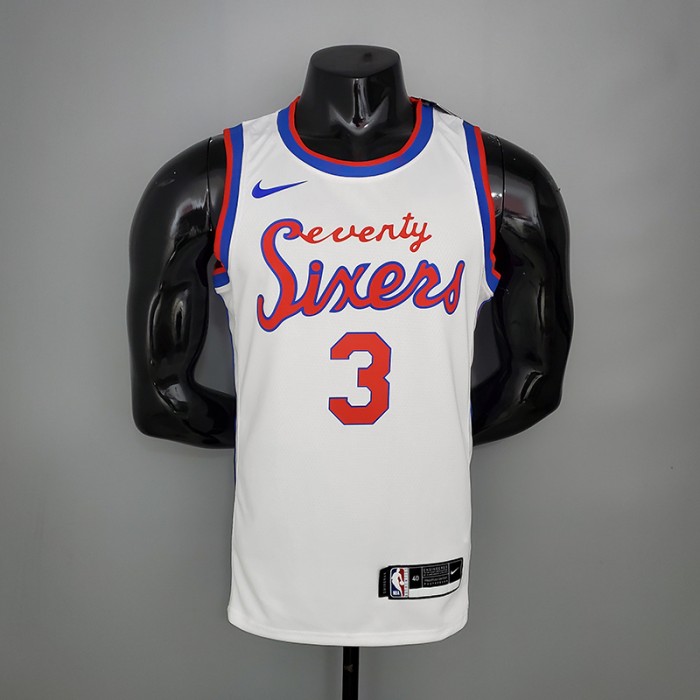 2021 season 76ers cursive retro limited IVERSON#3 white NBA jersey-9940551