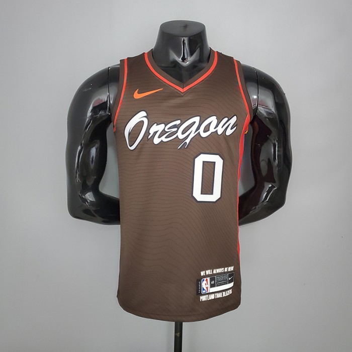 2021 LILLARD#0 Trail Blazers City Edition Brown NBA Jersey
