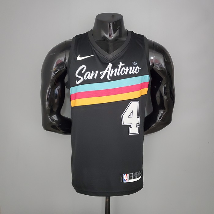 New WHITE#4 season Spurs City Edition black NBA jersey