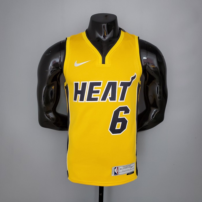 2021 JAMES#6 Heat Bonus Edition Yellow NBA Jersey