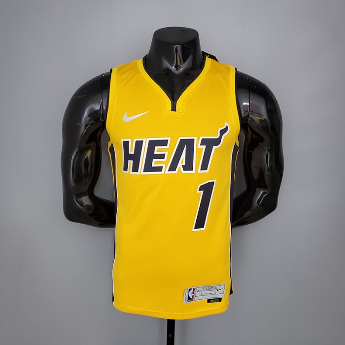 2021 BOSH#1 Heat Bonus Edition Yellow NBA Jersey