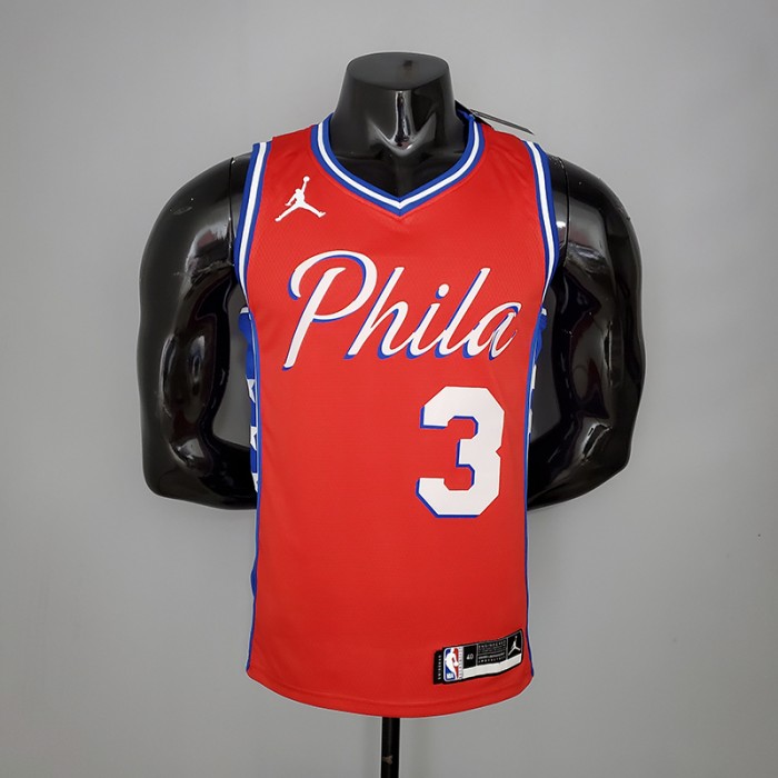 2021 IVERSON#3 76ers Jordan Themed Red NBA Jersey