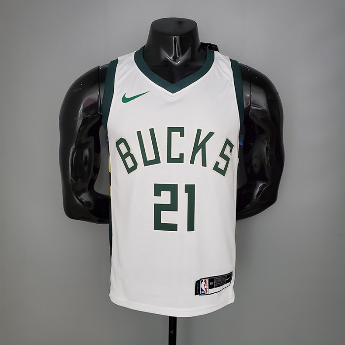 2021 HOLIDOAY#21 BUCKS Home White NBA Jersey