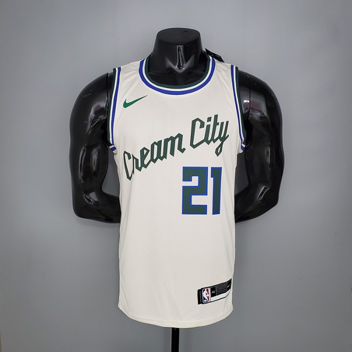 HOLIDOAY#21 Bucks Beige NBA jersey