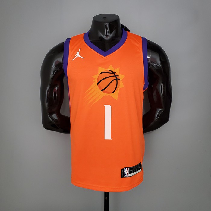 2021 BOOKER#1 Suns Jordan Theme Orange NBA Jersey