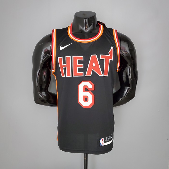 2018 JAMES#6 Heat Retro Night Black NBA Jersey