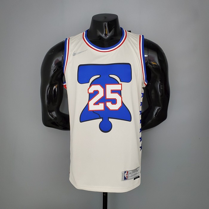 2021 SIMMONS#25 76ers Bonus Edition Beige NBA Jersey