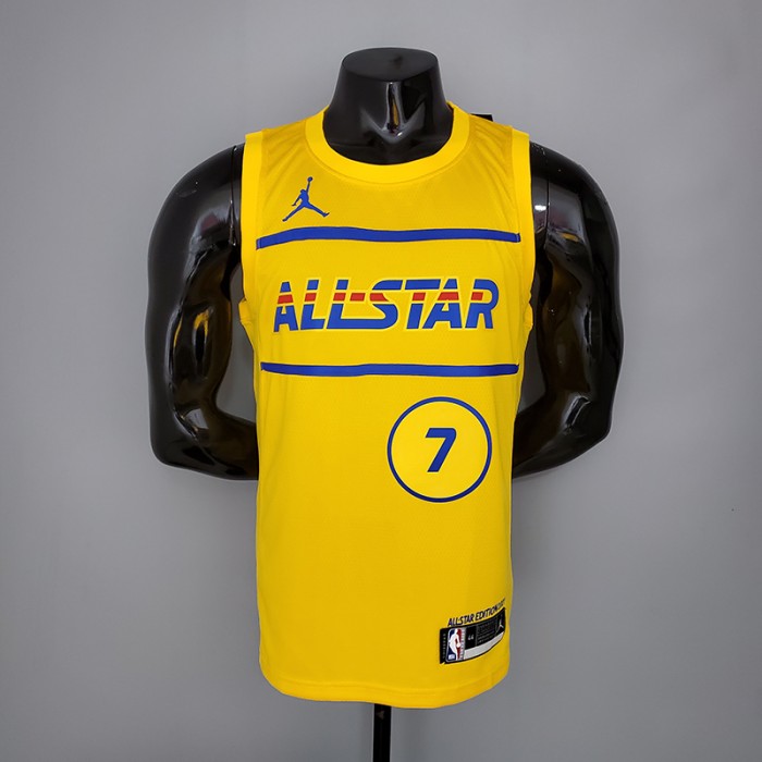 2021 BROWN#7 All-Star Yellow NBA Jersey