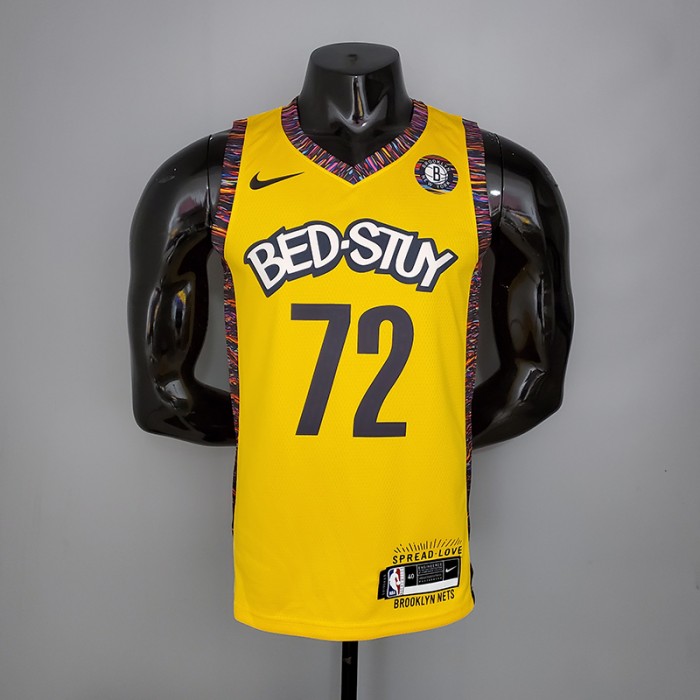 BIGGIE 72 Brooklyn Nets Commemorative Edition Yellow NBA jersey 3410296