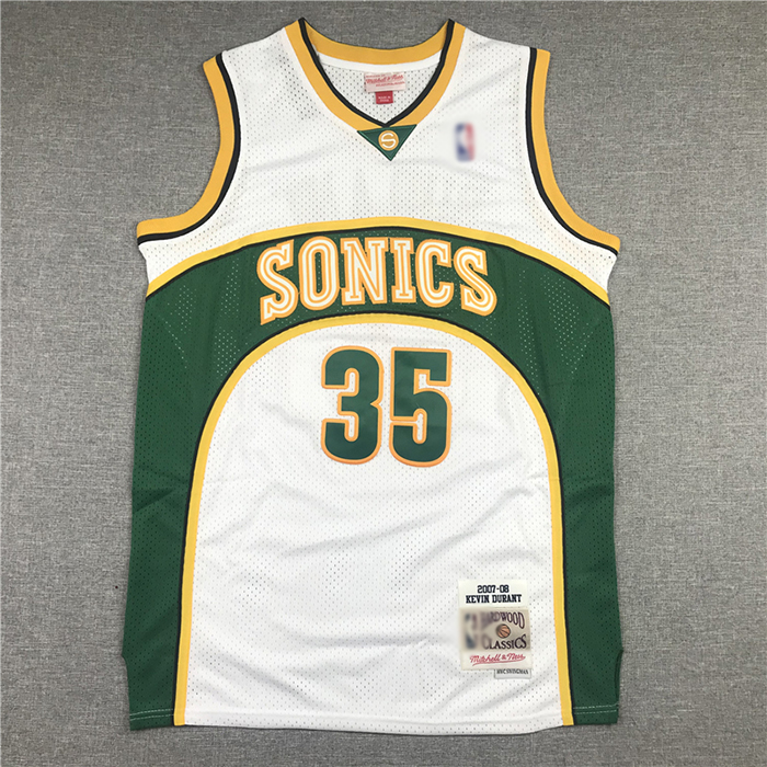Seattle SuperSonics 35 White Retro NBA Jersey 8274070