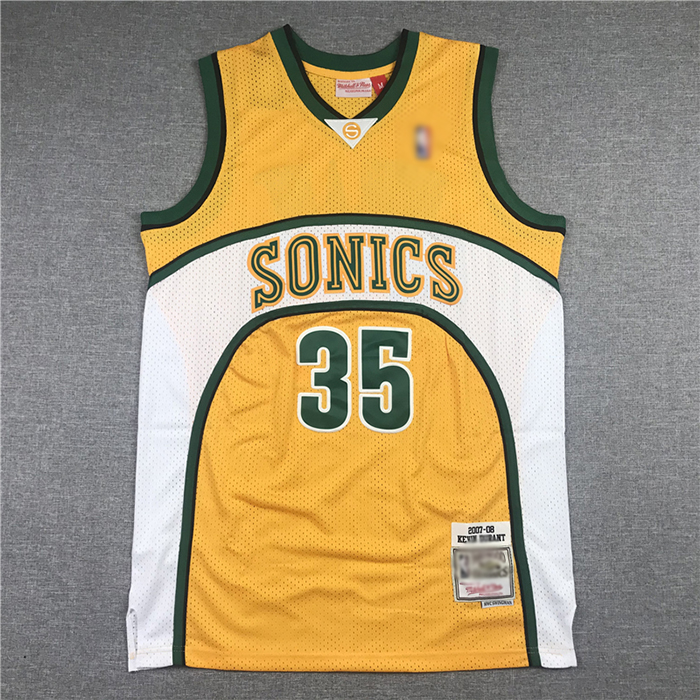 Seattle SuperSonics 35 Yellow Retro NBA Jersey 7250797