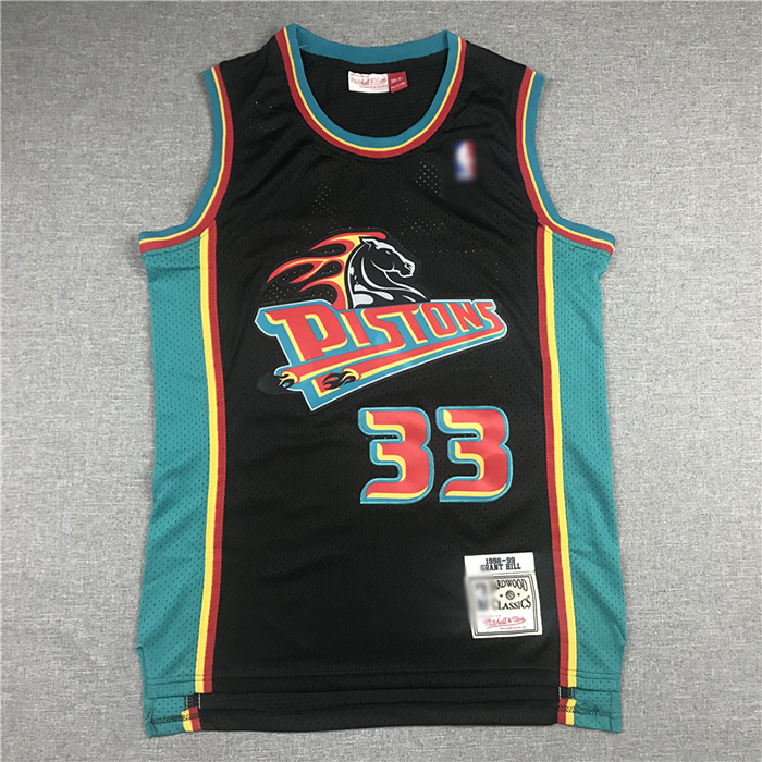 Detroit Pistons 33 Black Retro NBA Jersey 4545663