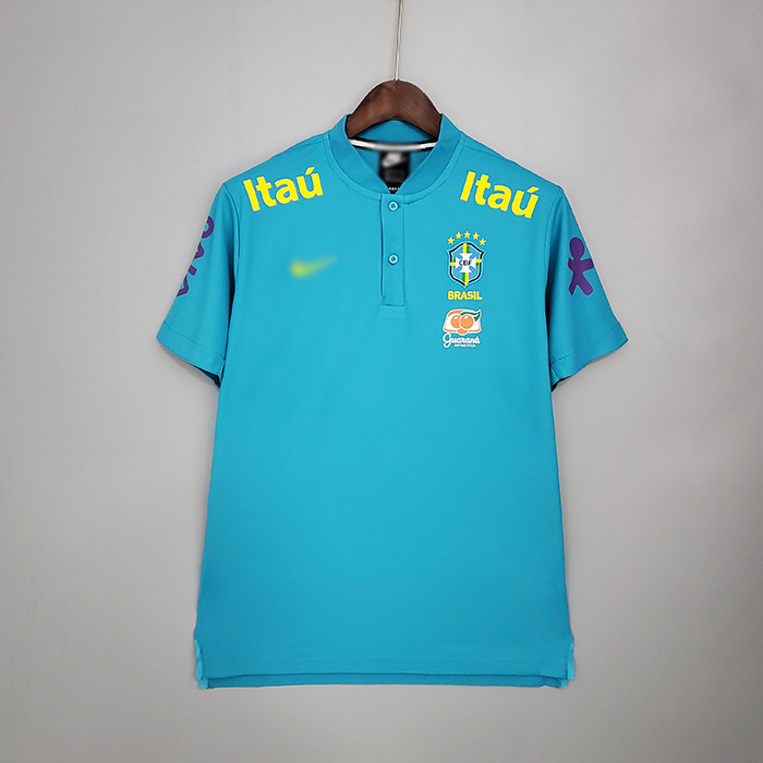 2021 Brazil Pre match Blue Jersey version short sleeve 8762527