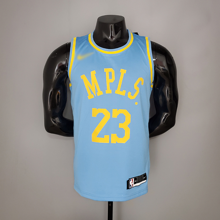 2021 James 23 Lakers Minneapolis Edition Blue NBA Jersey 307211