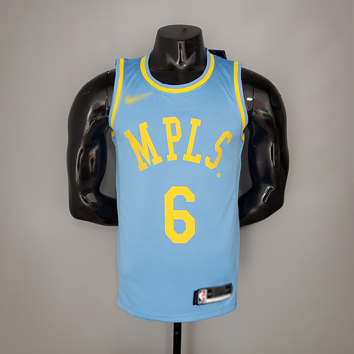 2021 James 6 Lakers Minneapolis Edition Blue NBA Jersey 8693037