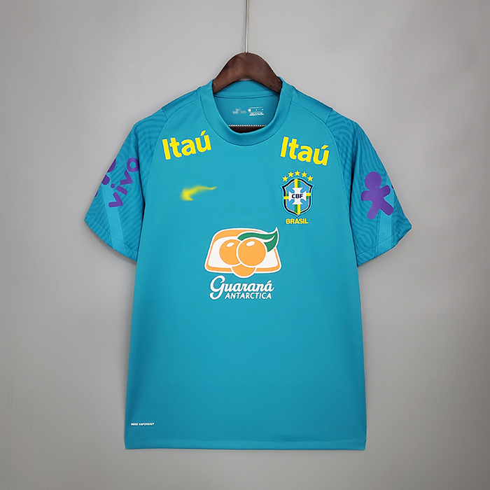2021 Brazil Training Suit Blue Jersey version short sleeve-4820226