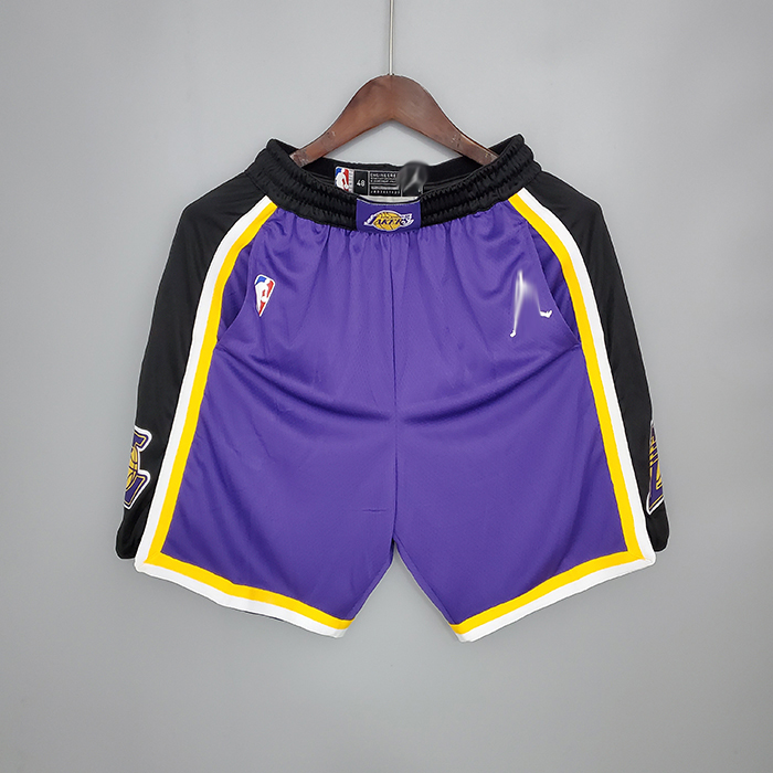 Lakers Purple Black Side NBA Shorts-7382370
