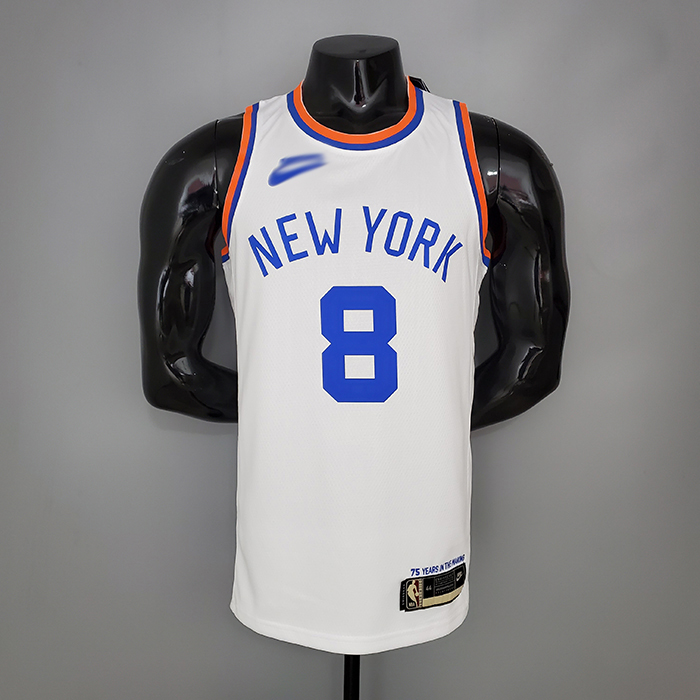 WALKER#8 75th Anniversary Knicks White NBA Jersey-3492184