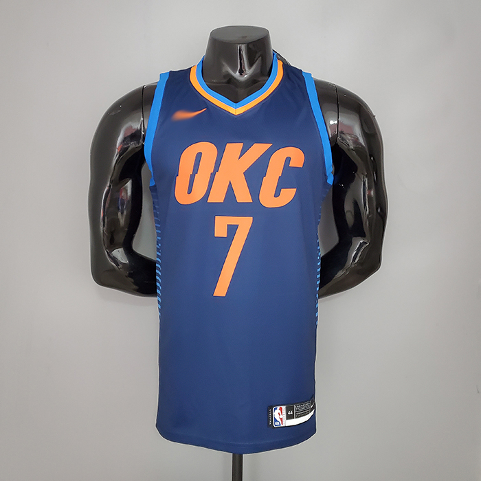 ANTHONY#7 Thunder Blue Stripes NBA Jersey-9348996