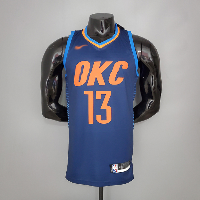 GEORGE#13 Thunder Blue Stripes NBA Jersey-1819832