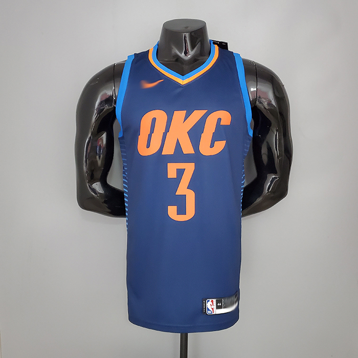 PAUL#3 Thunder Blue Stripes NBA Jersey-7601670