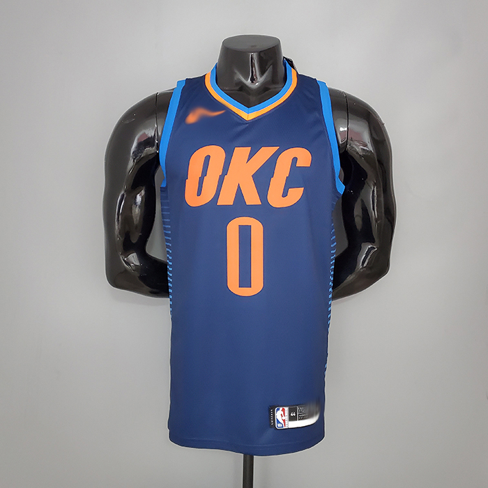 WESTBROOK#0 Thunder Blue Stripes NBA Jersey-4489595