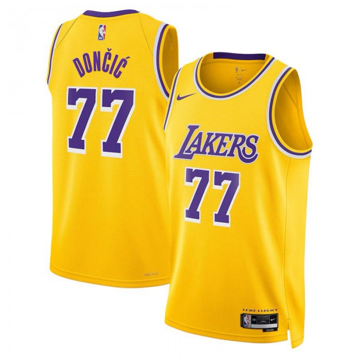 Los Angeles Lakers #77 Luka Dončić Basketball Jersey Yellow NBA Jersey-7322771