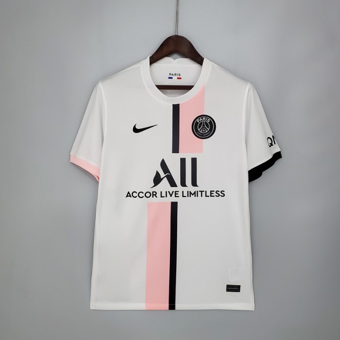 21/22 Paris Saint-Germain PSG Away White Pink Jersey Kit short sleeve-104266