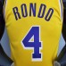 Los Angeles Lakers Rondo#4 Crew Neck Yellow NBA Jersey-6935404