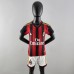 13/14 Retro AC Milan kids home Red Black Kids suit short sleeve kit Jersey (Shirt + Short + sock )-9067333