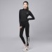 2 Piece Set Quick drying For Women Running Fitness Sports Wear Fitness Clothing Women Training Set Sport Suit-Black/White-8950142