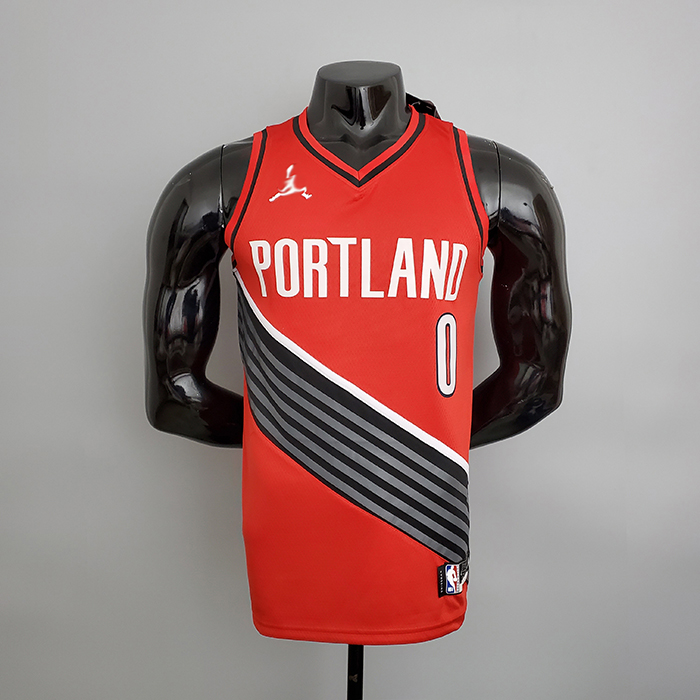 Trailblazer Lillard #0 (JORDAN models) red NBA jersey-1483864