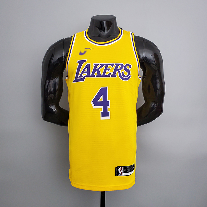 Los Angeles Lakers Rondo#4 Crew Neck Yellow NBA Jersey-6935404