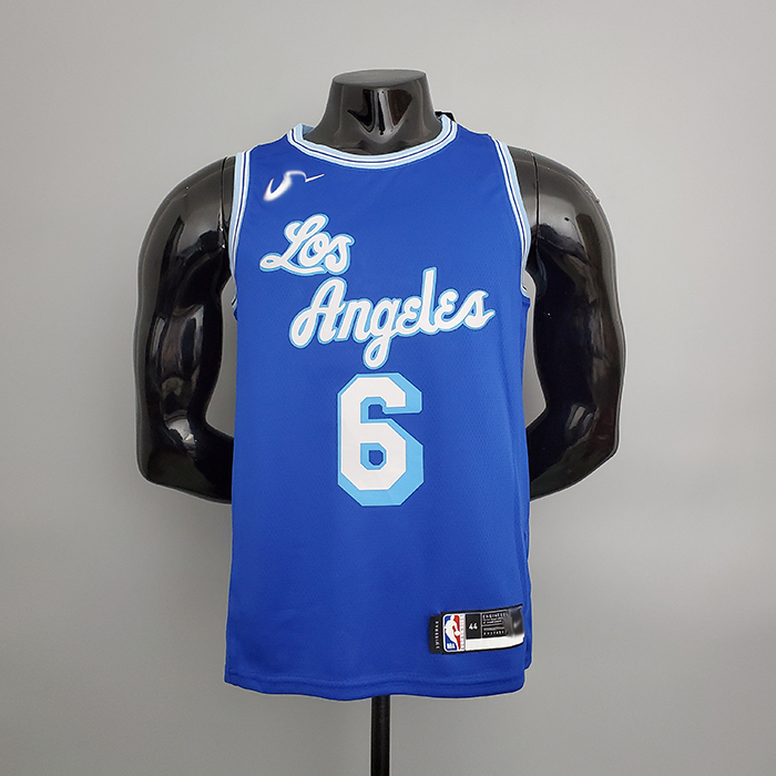 Los Angeles Lakers 2021 James#6 Retro Blue NBA Jersey-7633935