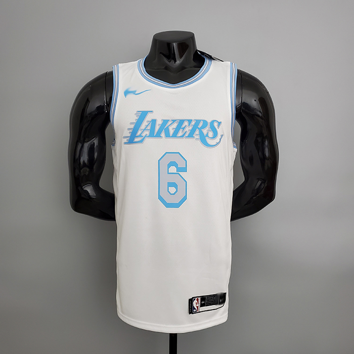 Los Angeles Lakers 2021 James#6 Lakers Retro White NBA Jersey-1499826