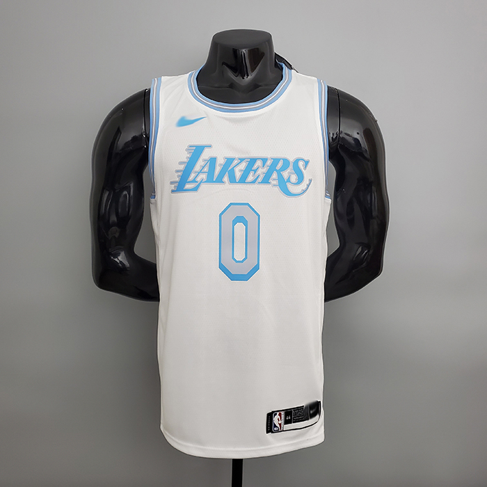 Los Angeles Lakers 2021 Westbrook#0 Lakers Retro White NBA Jersey-6850420