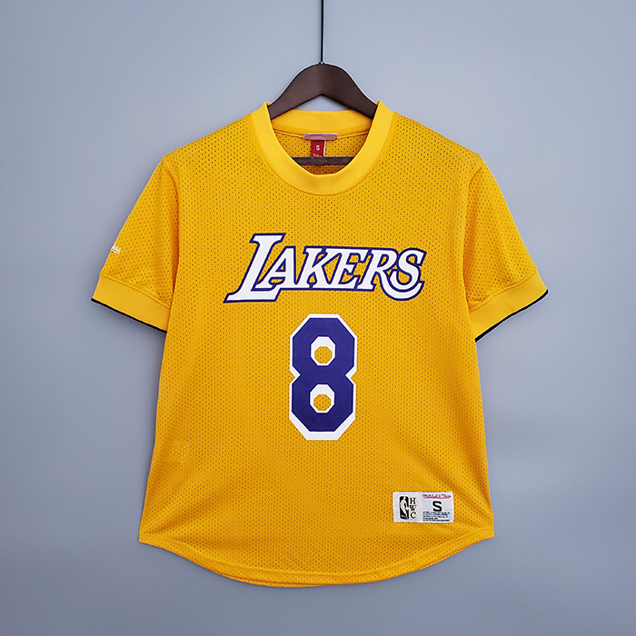 Mitchellness Los Angeles Lakers Yellow No. 8 BRYANT Retro Mesh Short Sleeve-2558205