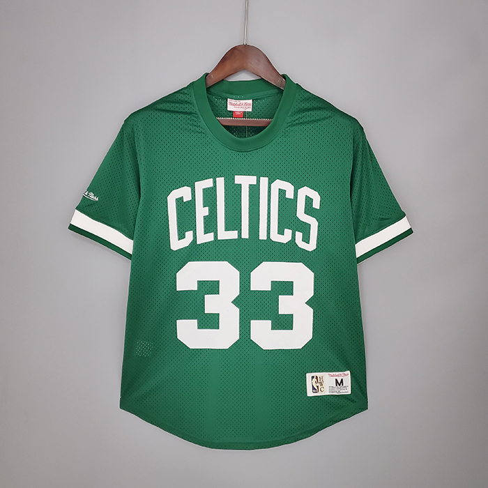 Mitchellness Boston Celtics Green No. 33 Bird Retro Mesh Short Sleeve-7930414
