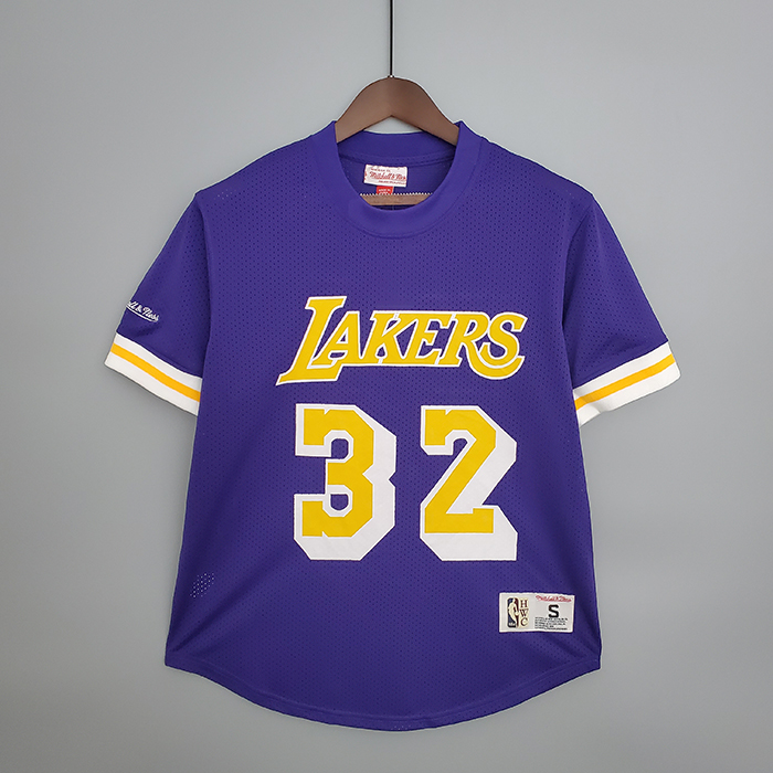 Mitchellness Los Angeles Lakers Purple No. 32 Johnson Retro Mesh Short Sleeve-2298694