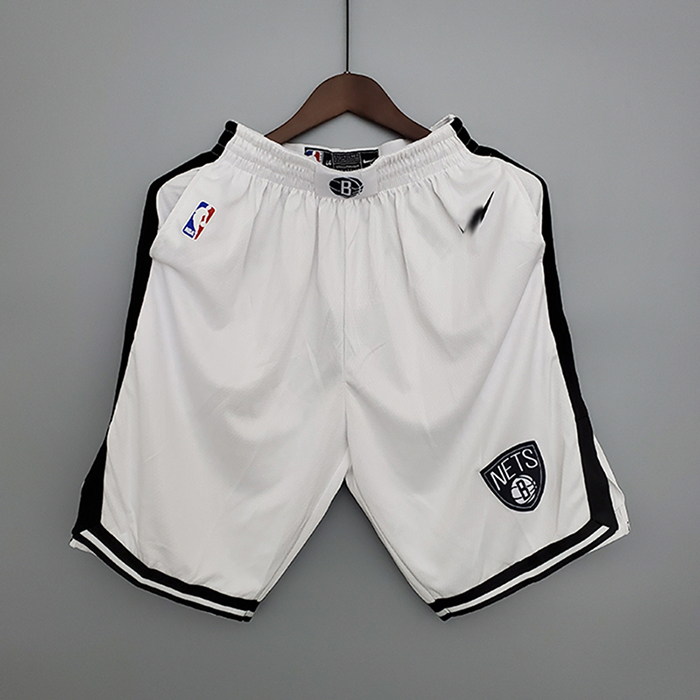 Brooklyn Nets White Shorts NBA Shorts-9818326