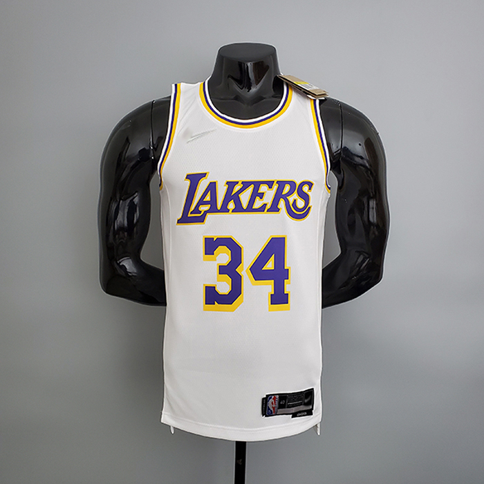 75th Anniversary Lakers White NBA Jersey #34 White NBA Jersey-6838584