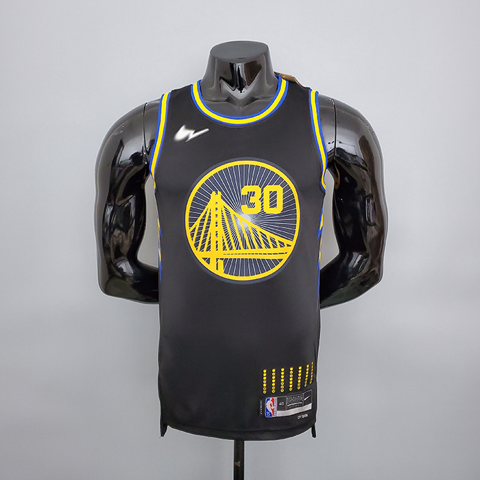 2022 75th Anniversary Wiseman#30 Warriors City Edition Black NBA Jersey-1612774
