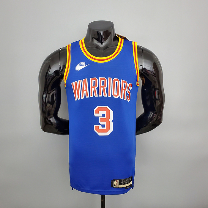 75th Anniversary Curry #3 Warriors Retro Blue NBA Jersey-9973668