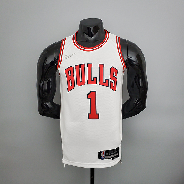 75th Anniversary Rose #1 Chicago Bulls White NBA Jersey-6537597