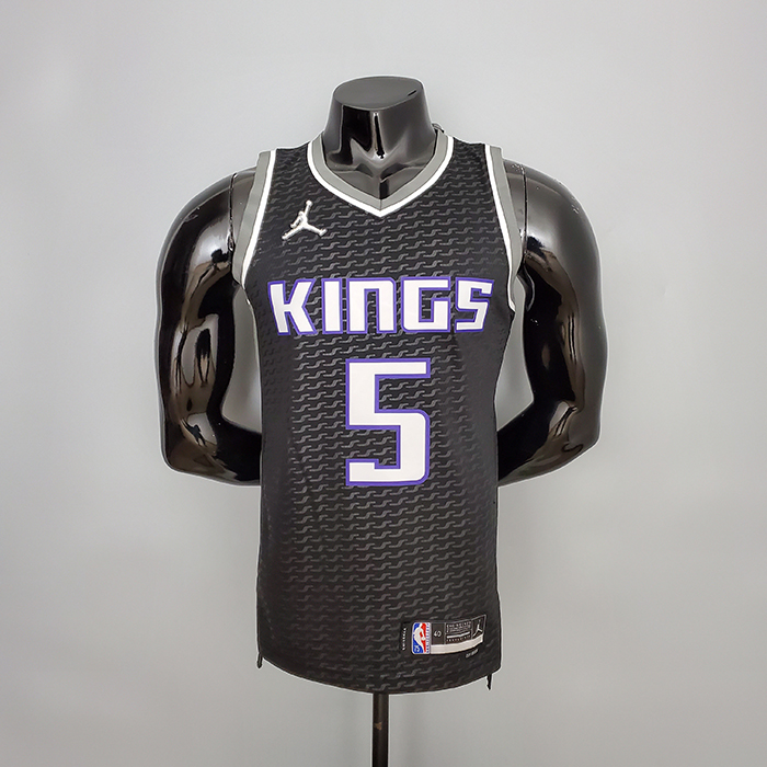 75th Anniversary Fox#5 Jordan Kings Black NBA Jersey-5336100