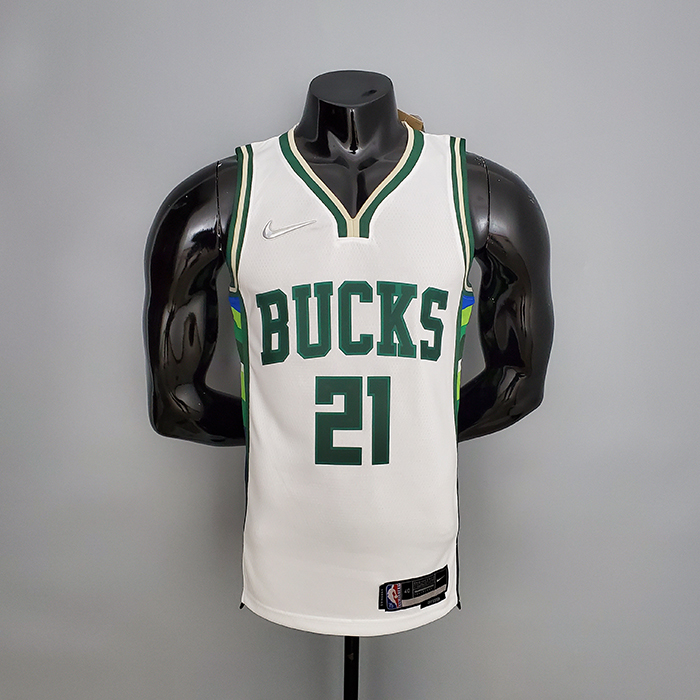 2022 Holiday#21 Milwaukee Bucks White NBA Jersey-8065396